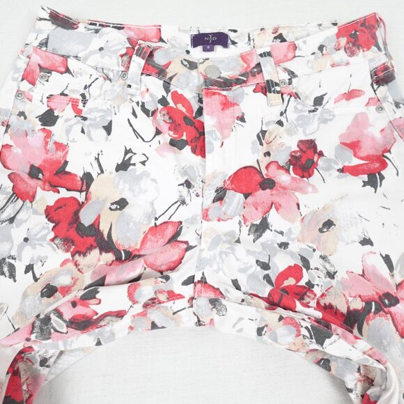 NYDJ Pink Floral Ankle Jeans Women's 6 Lift Tuck Stretch Denim - Picture 9 of 14